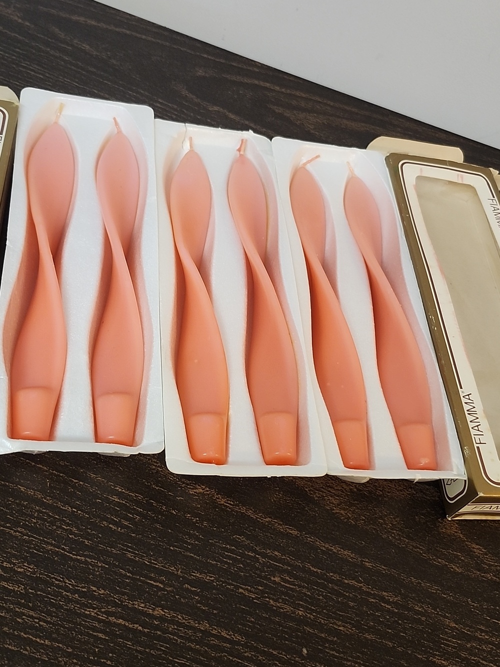 3 Sets Of Vintage Fiamma Pink twisted candles